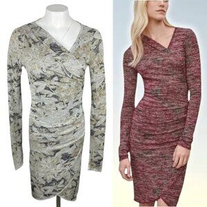 WILFRED FREE Aritzia Klum Floral Faux Wrap Ruched Sheath Dress Sz Small